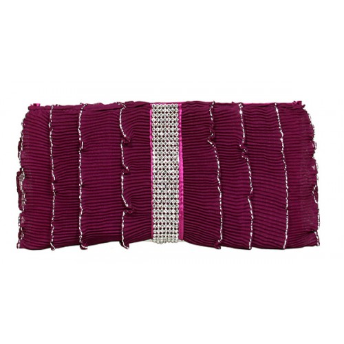 Evening Bag - Pleated Glittery w/ Trimmed Ruffles – Fuchsia – BG-92233FU Evening Bag - Pleated Glittery w/ Trimmed Ruffles – Fuchsia – BG-92233FU